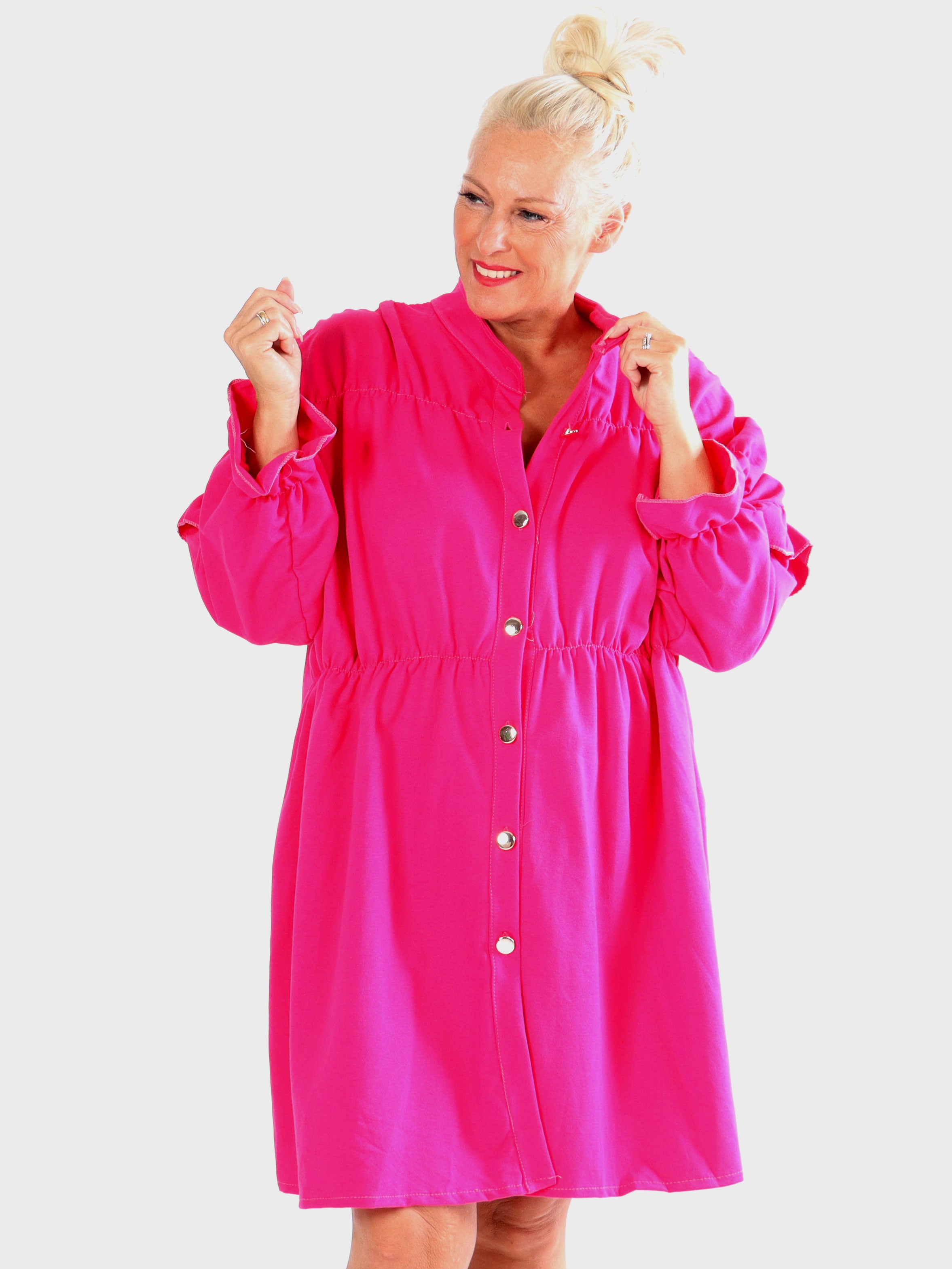 Monica Jersey - Plus size hverdags joggingkjole med flæser